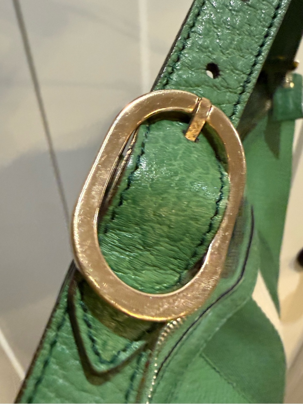 Gucci Web Blondie Green Pebbled Leather Hobo Bag Gold Hardware - Picture 8 of 11